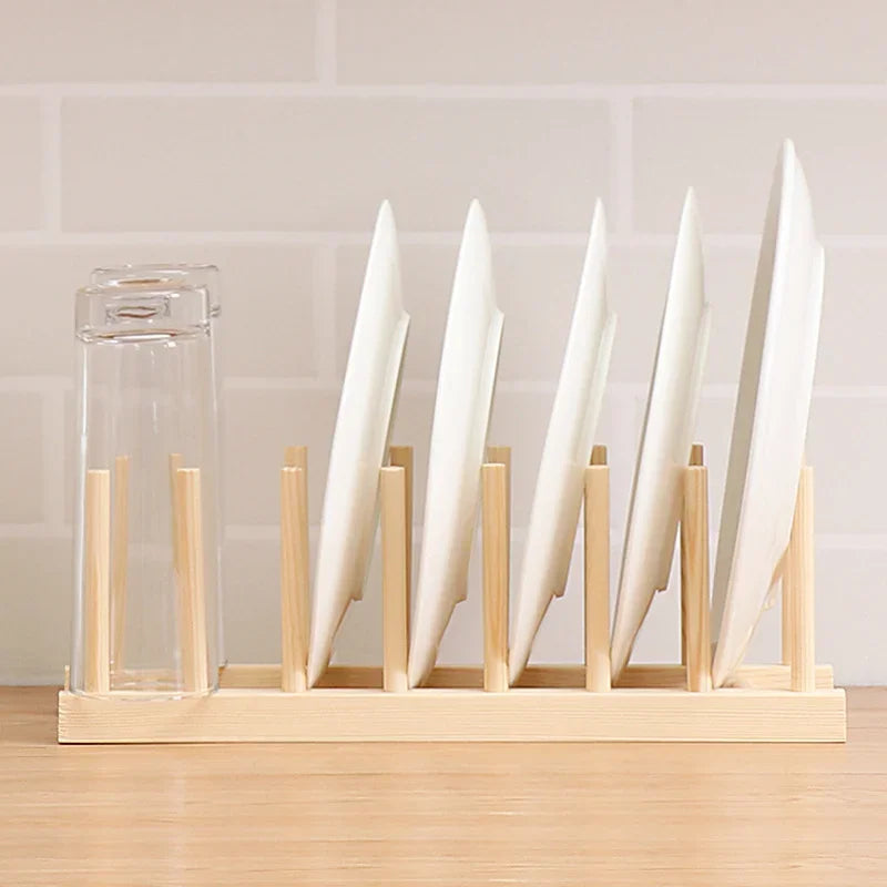 Bamboo Dish Drying Rack - Space Saving Kitchen Organizer