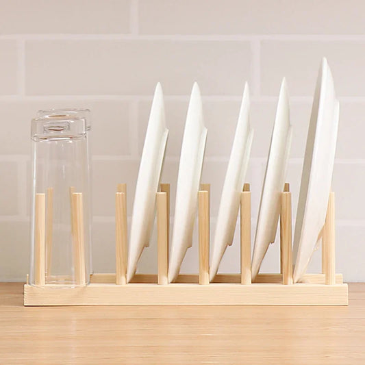 Bamboo Dish Drying Rack - Space Saving Kitchen Organizer
