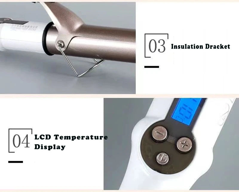 Professional Hair Curling Wand - Adjustable Temperature Curling Iron