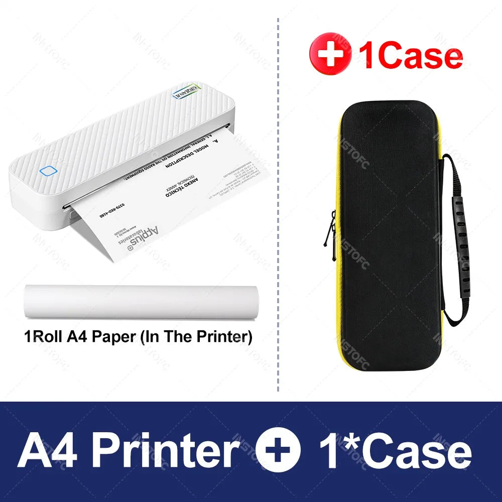 Portable A4 Bluetooth Thermal Printer - Inkless Mobile Document Printer