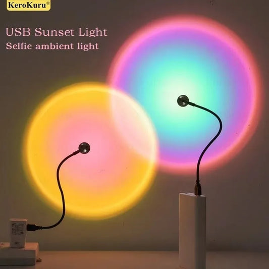 Viral Sunset Lamp - Rainbow LED Mood Light for Bedroom & Tik Tok Videos