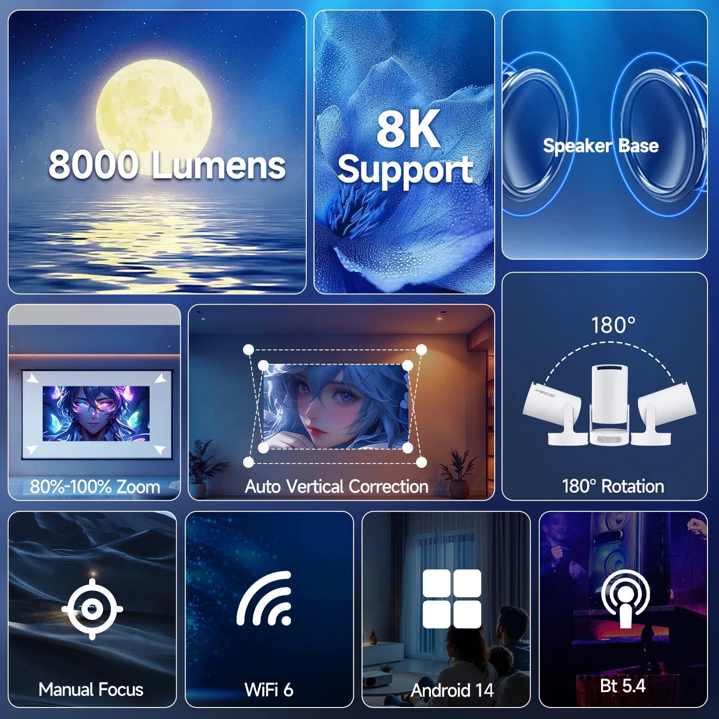 HY300 Pro Mini Smart Projector WiFi & Bluetooth HD Home Cinema