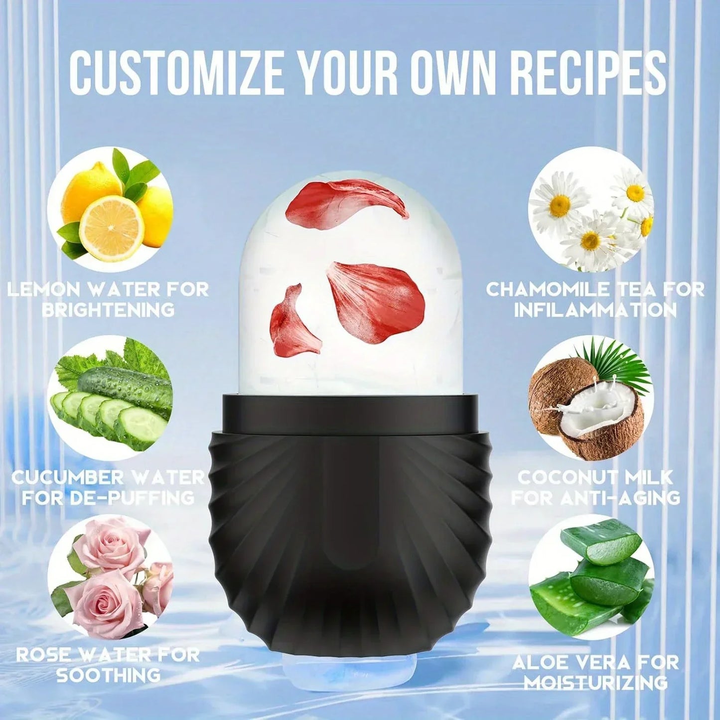 Ice Face Roller - Reusable Silicone Facial Ice Therapy Tool