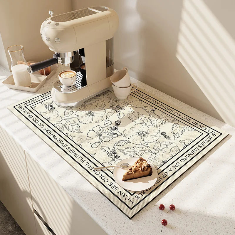 Quick Dry Kitchen Sink Mat Super Absorbent Dish Drying Pad