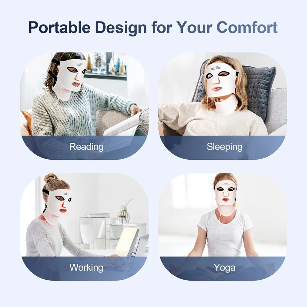 7 - Color LED Light Therapy Facial Mask - Anti - Aging & Skin ReJuvenation