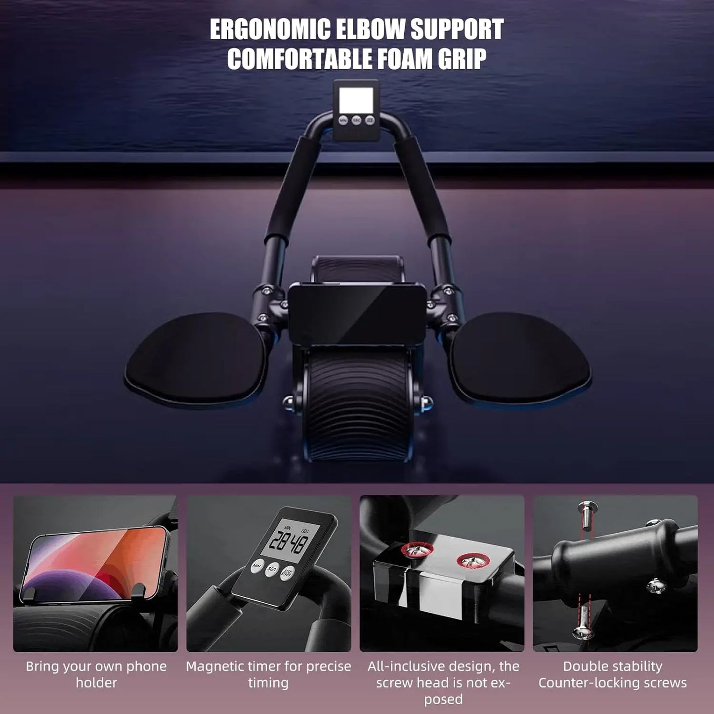 Smart Ab Roller with Elbow Support - Core Workout Trainer