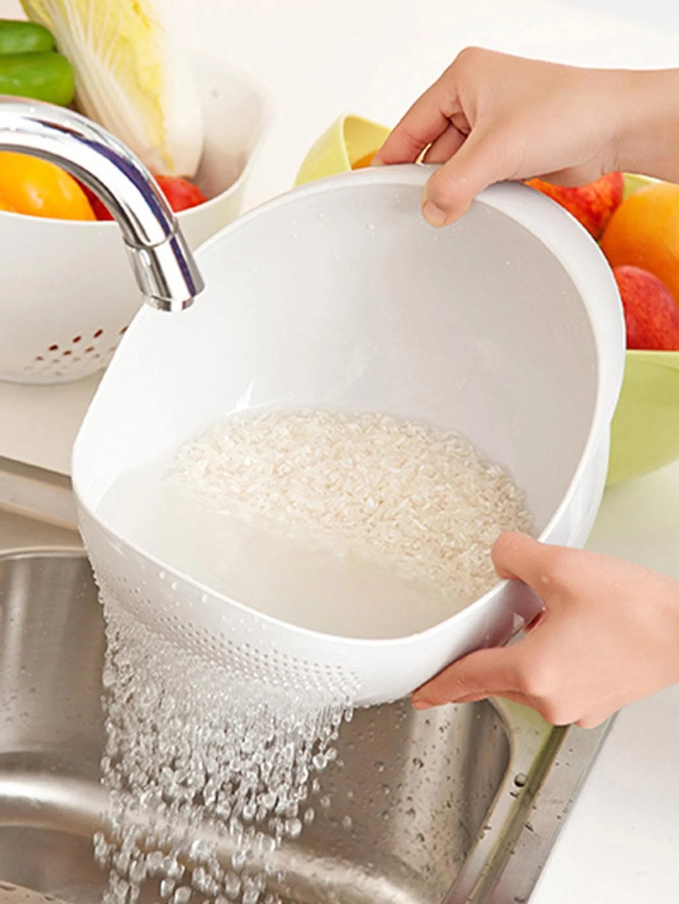 Rice Washing Drain Bowl