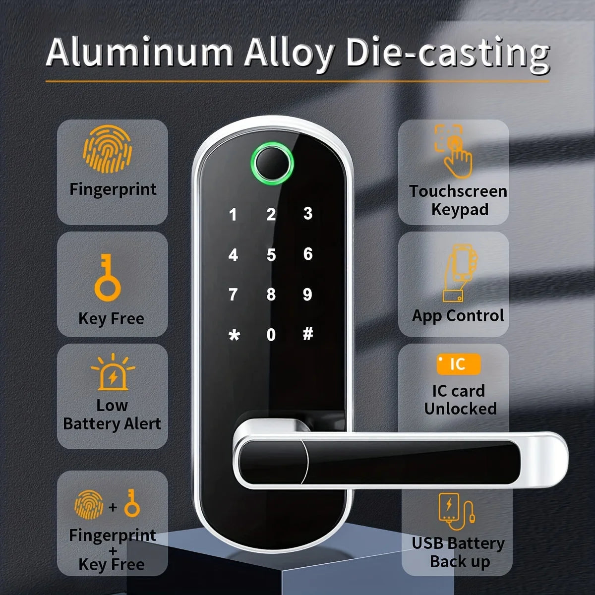 Smart Fingerprint Door Lock Keyless WIFI Security Lock with App Control