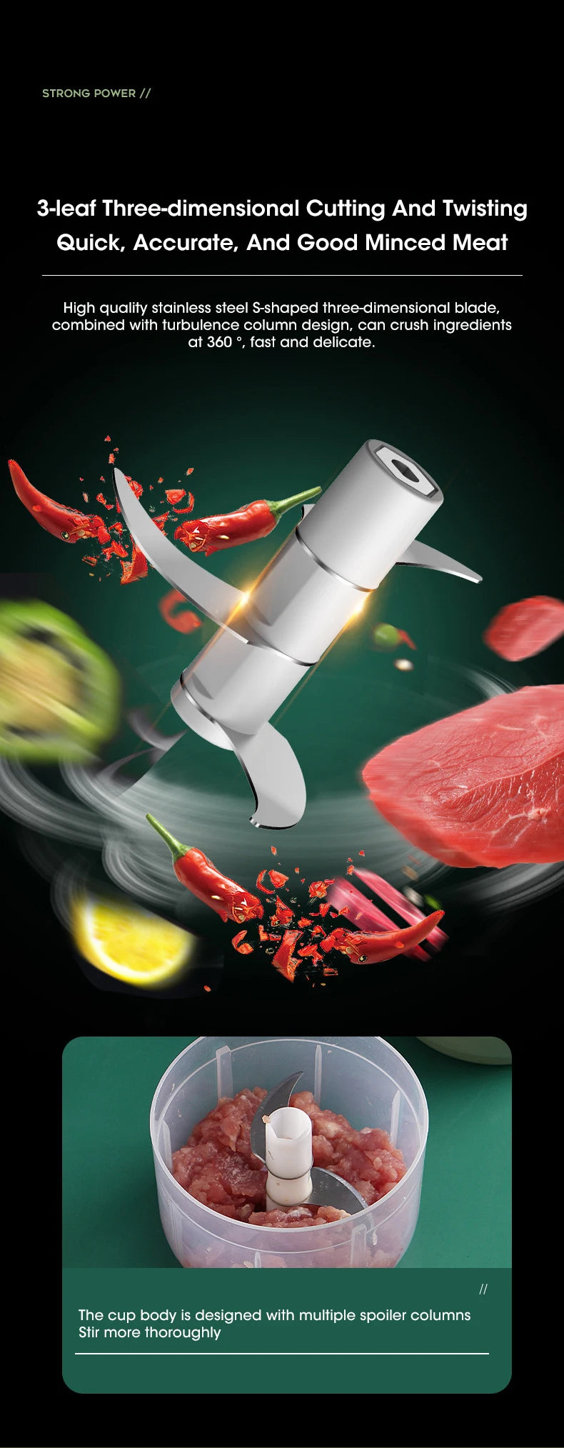 Mini Electric Food Processor – Chop Vegetables in Seconds