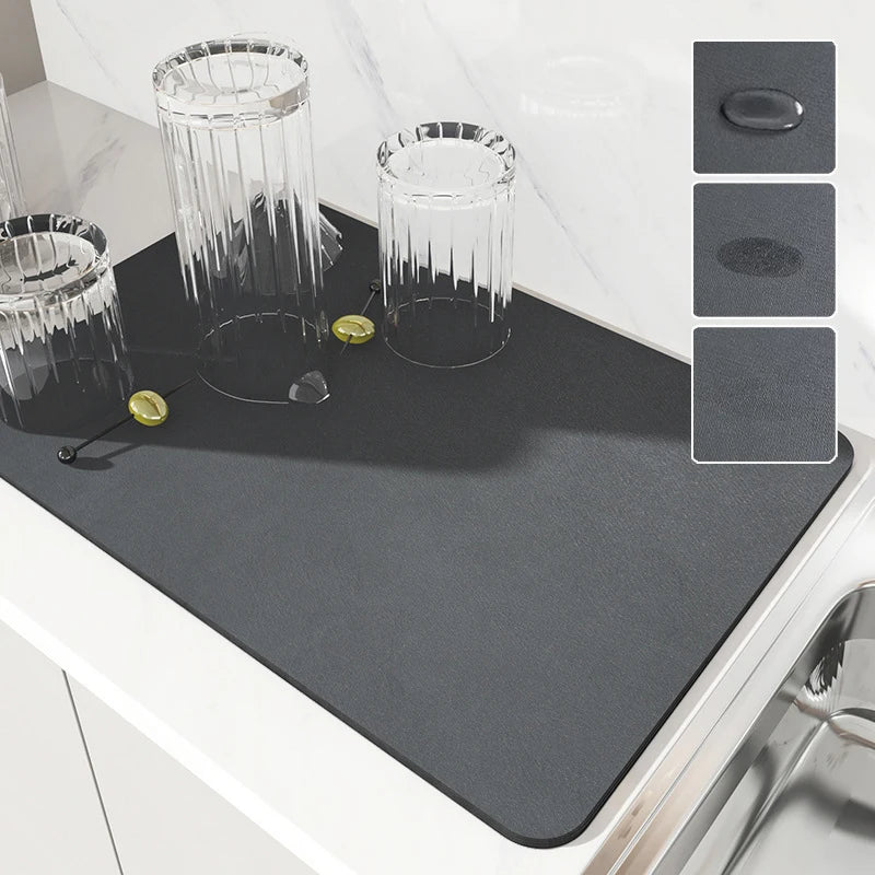 Quick Dry Kitchen Sink Mat Super Absorbent Dish Drying Pad
