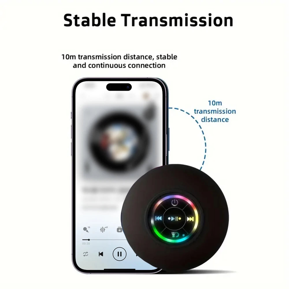 Waterproof Bluetooth Shower Speaker with LED Light