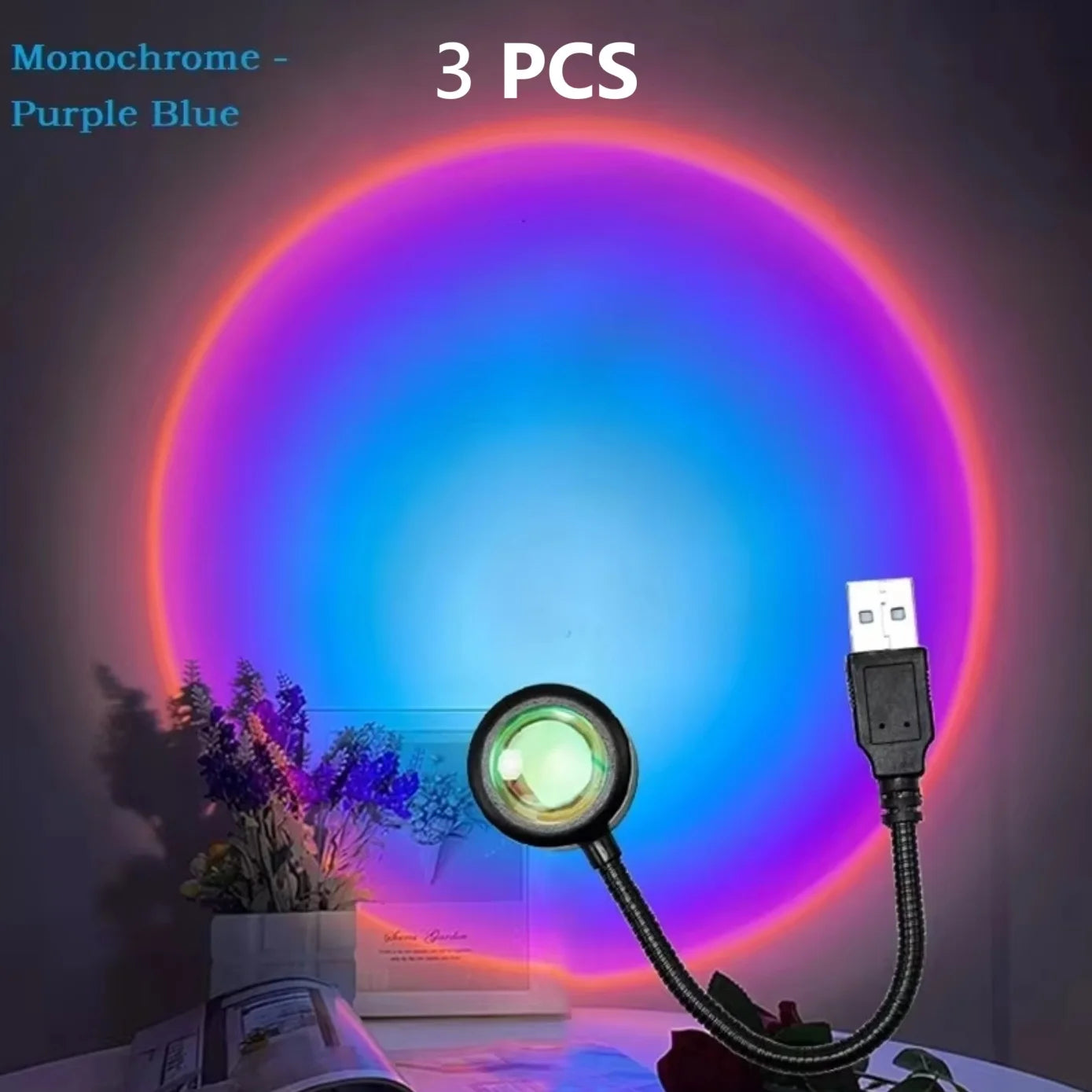Viral Sunset Lamp - Rainbow LED Mood Light for Bedroom & Tik Tok Videos