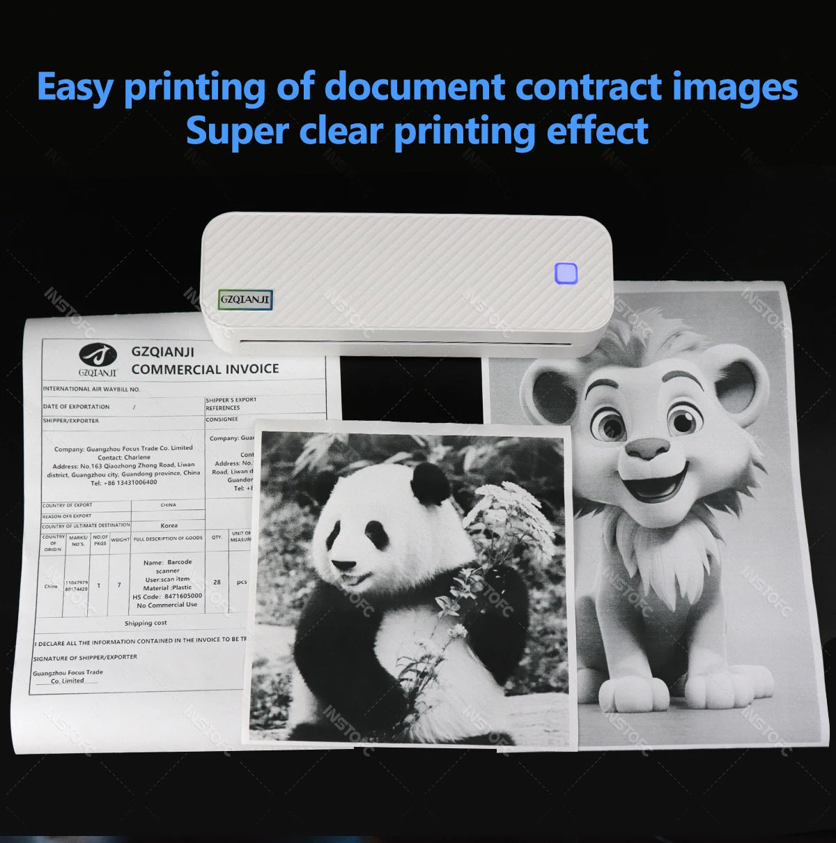 Portable A4 Bluetooth Thermal Printer - Inkless Mobile Document Printer