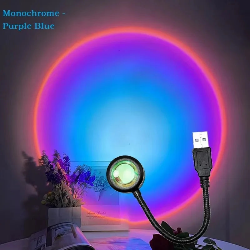 Viral Sunset Lamp - Rainbow LED Mood Light for Bedroom & Tik Tok Videos