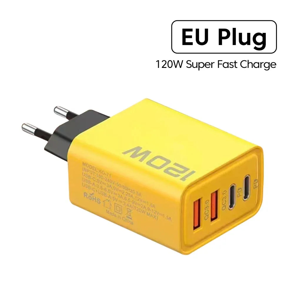 120W Fast Charging USB Wall Charger - 4 Port