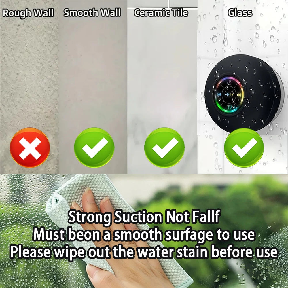 Waterproof Bluetooth Shower Speaker with LED Light