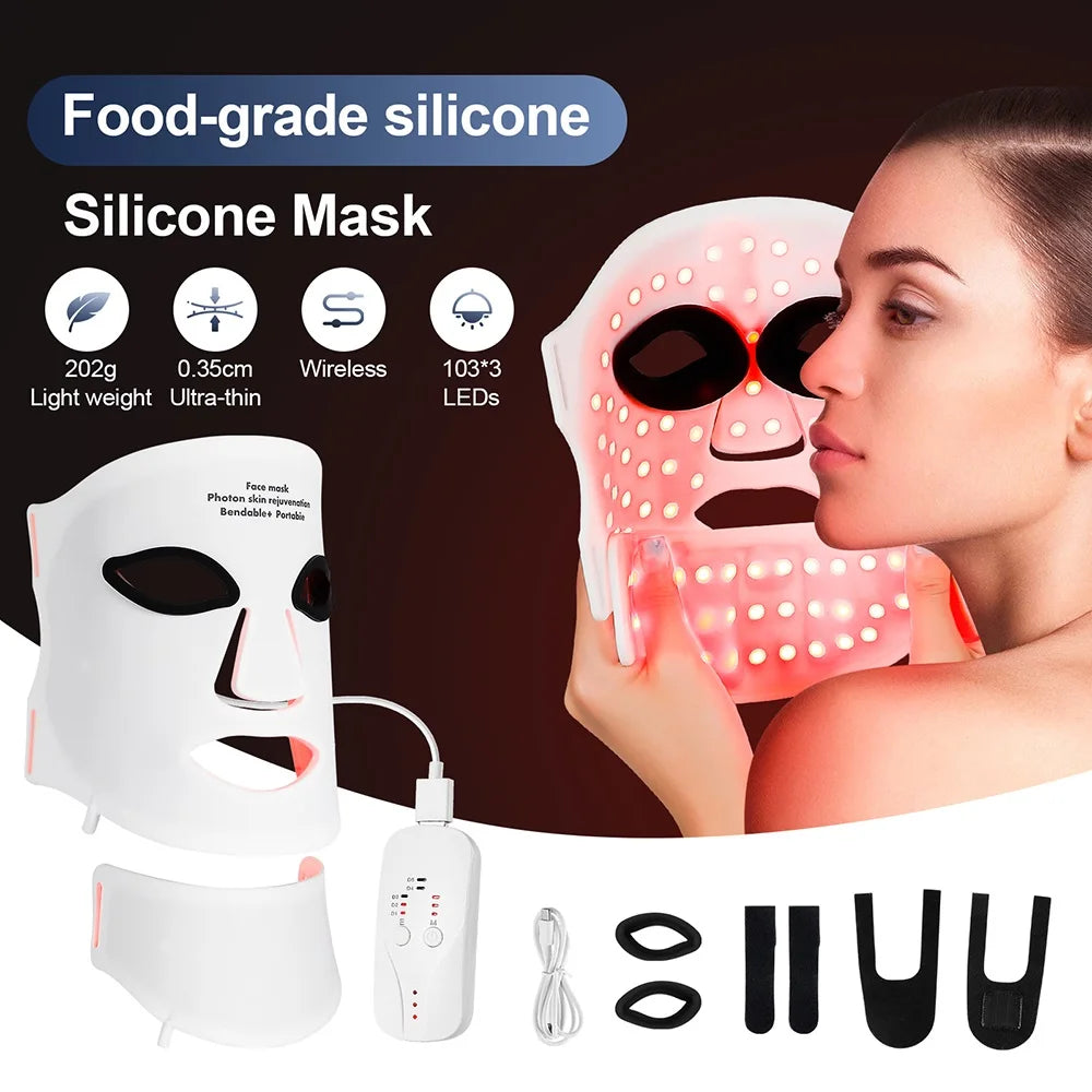7 - Color LED Light Therapy Facial Mask - Anti - Aging & Skin ReJuvenation