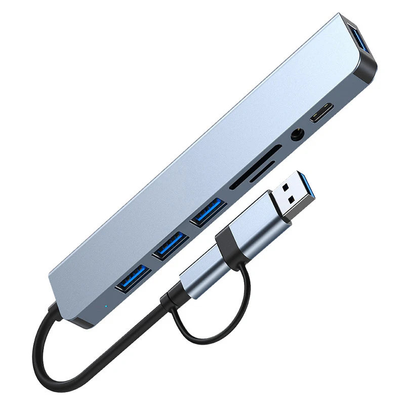 8 -in- 1 USB-C Hib Docking Station - Multiport Adapter for Laptop & Tablet
