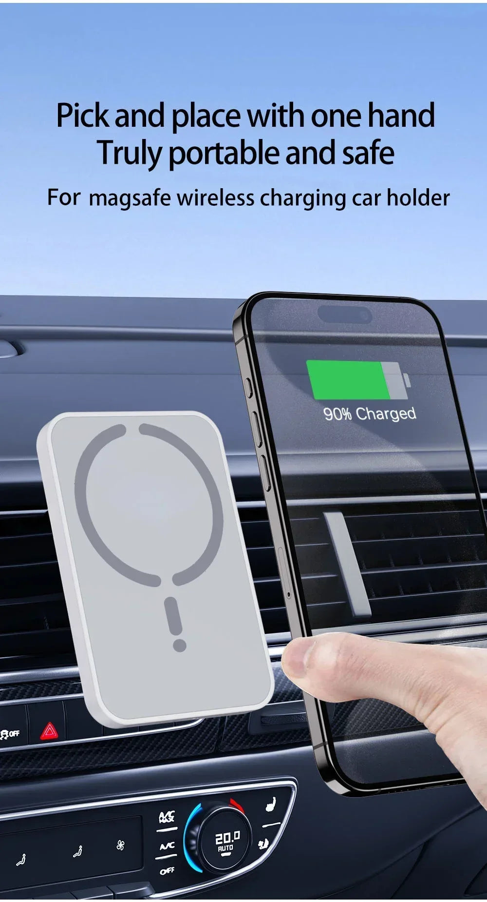 Magnetic Wireless Car Charger Air Vent Clip Phone Fast Charging Phone Mount