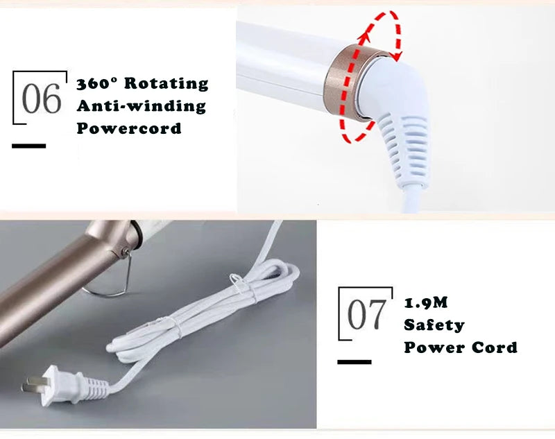 Professional Hair Curling Wand - Adjustable Temperature Curling Iron