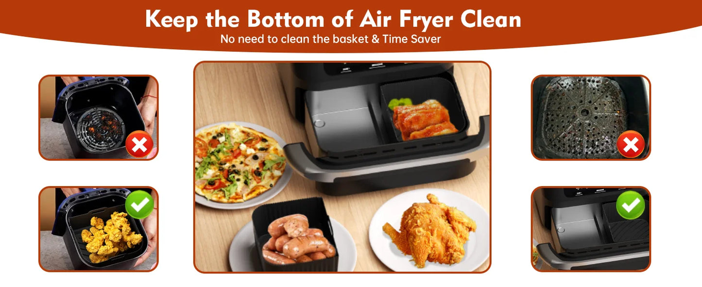 Reusable Silicone Air Fryer Liners - Non-Stick Basket Insert