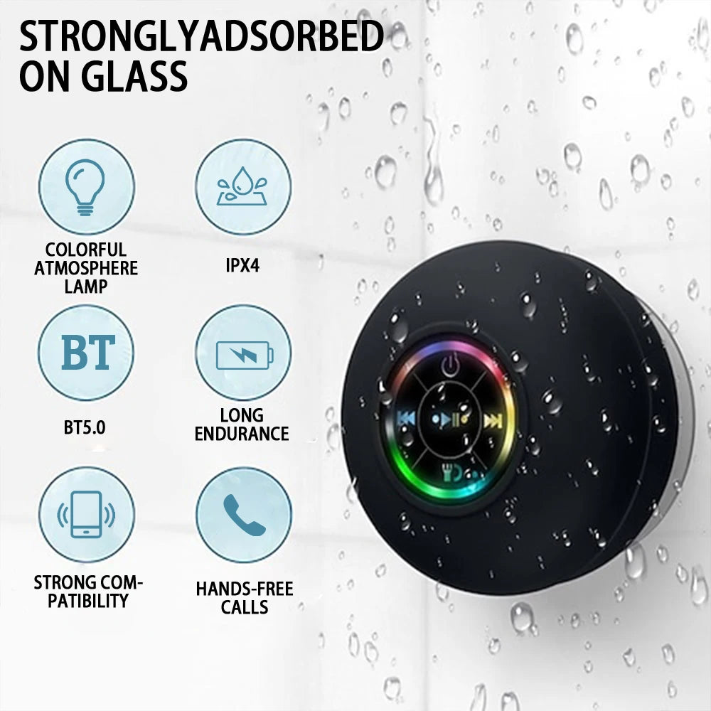 Waterproof Bluetooth Shower Speaker with LED Light