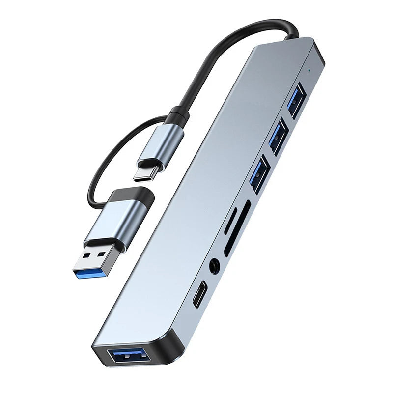 8 -in- 1 USB-C Hib Docking Station - Multiport Adapter for Laptop & Tablet