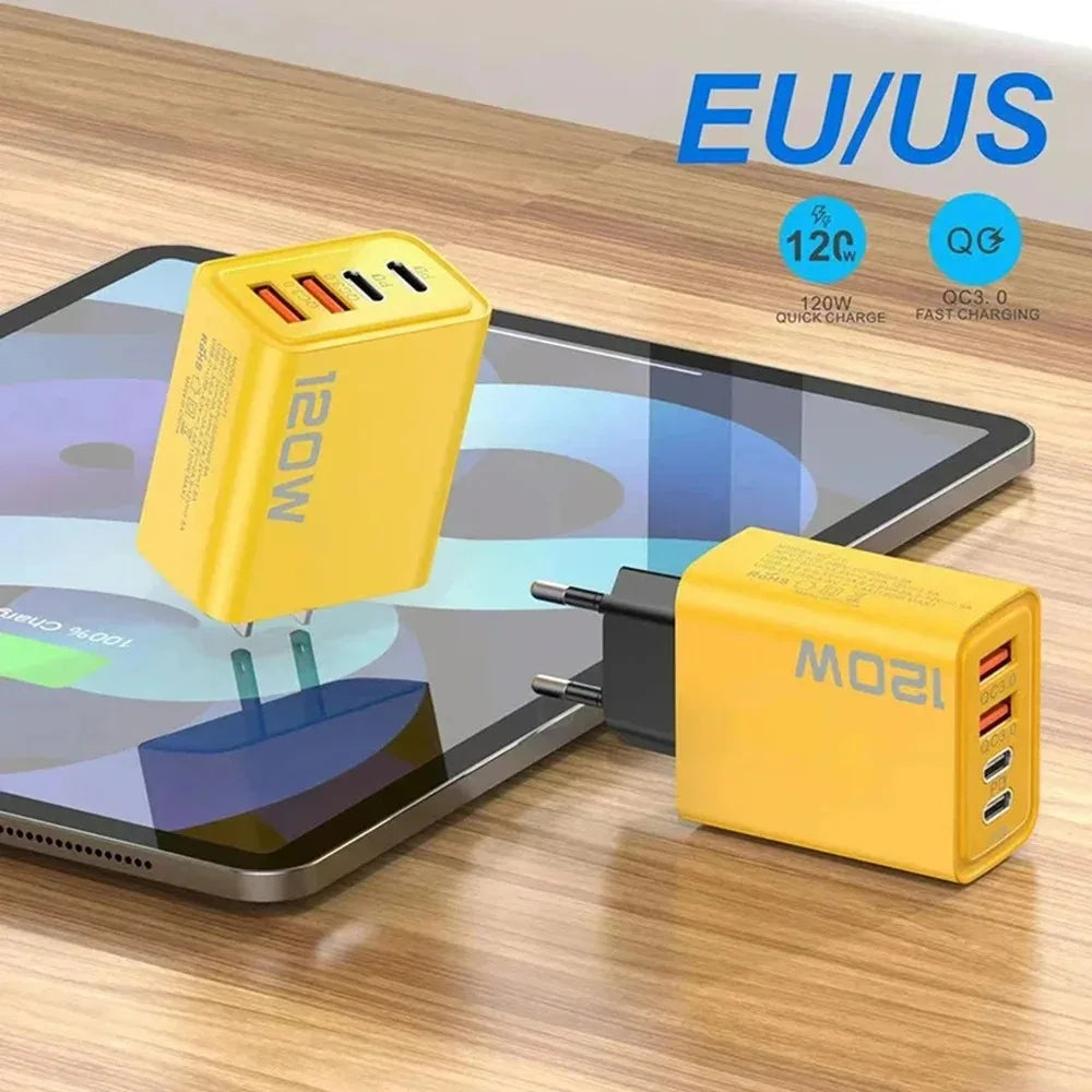 120W Fast Charging USB Wall Charger - 4 Port