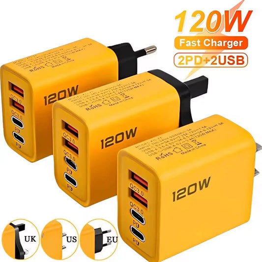 120W Fast Charging USB Wall Charger - 4 Port