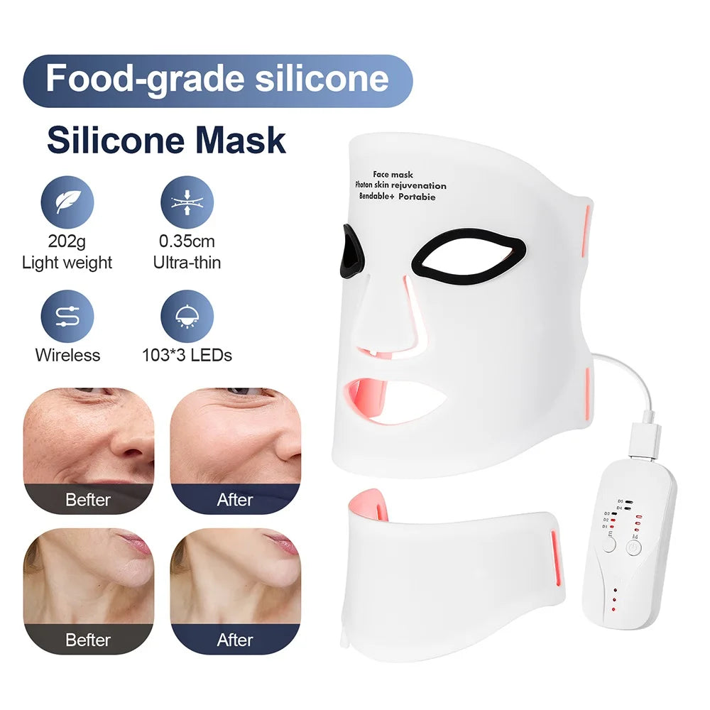7 - Color LED Light Therapy Facial Mask - Anti - Aging & Skin ReJuvenation