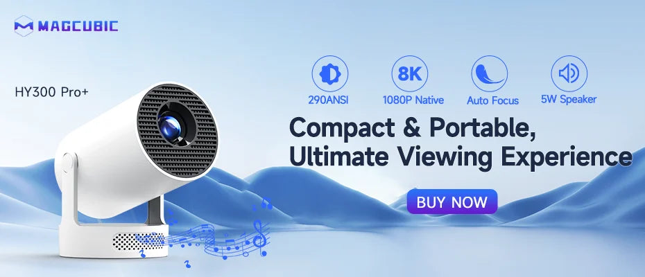 HY300 Pro Mini Smart Projector WiFi & Bluetooth HD Home Cinema