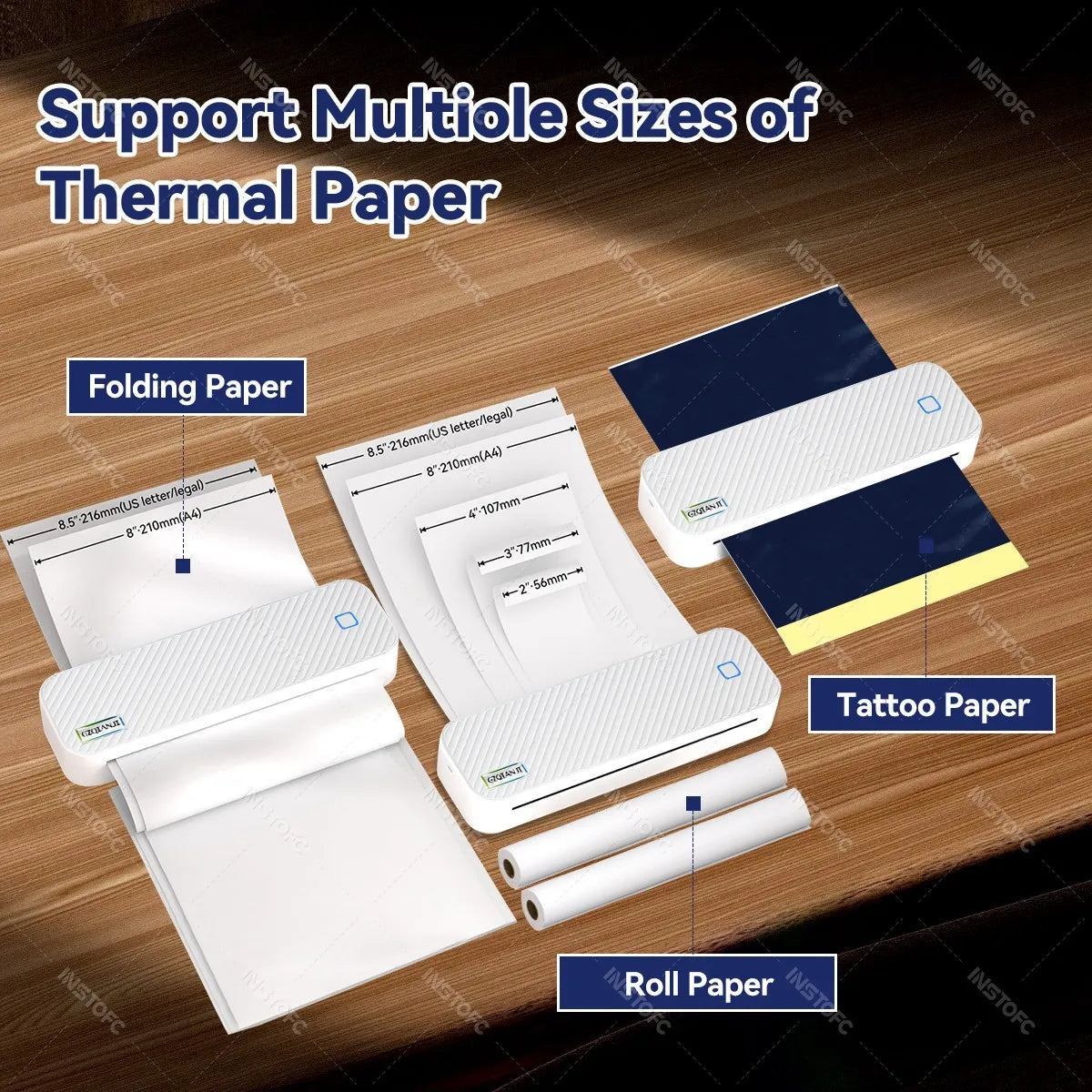 Portable A4 Bluetooth Thermal Printer - Inkless Mobile Document Printer