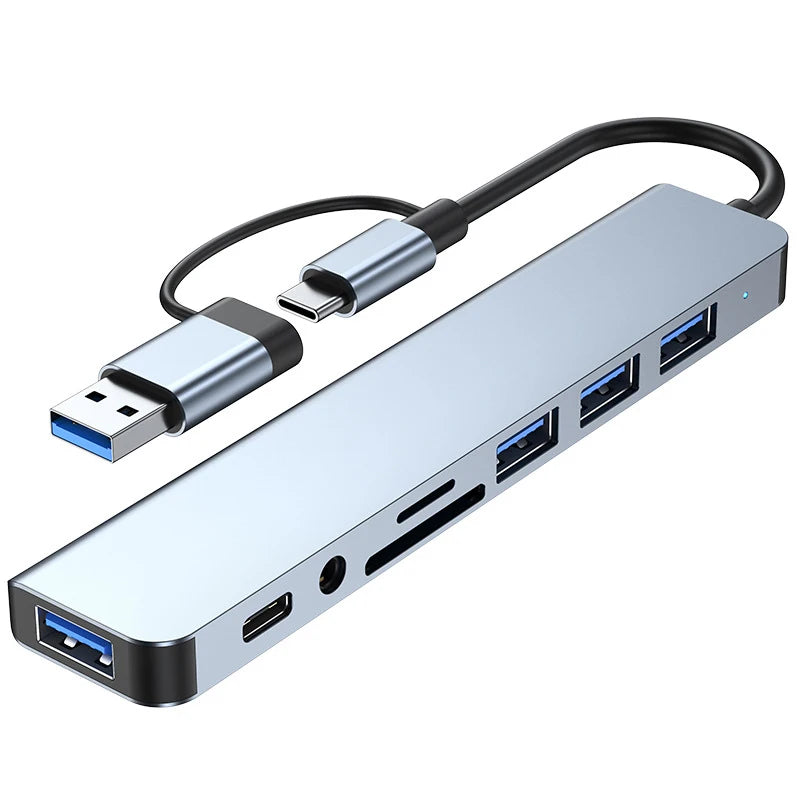 8 -in- 1 USB-C Hib Docking Station - Multiport Adapter for Laptop & Tablet