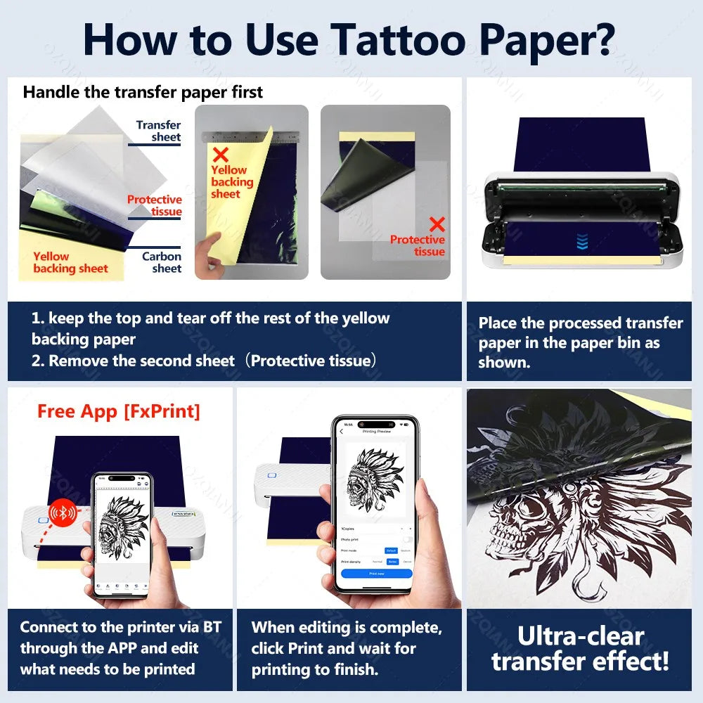 Portable A4 Bluetooth Thermal Printer - Inkless Mobile Document Printer
