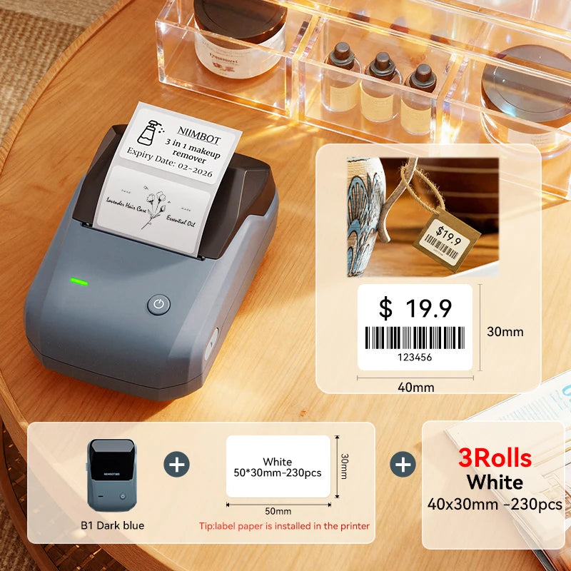 NIIMBOT B1 Portable Bluetooth Label Printer- Wireless Thermal Sticker Printer