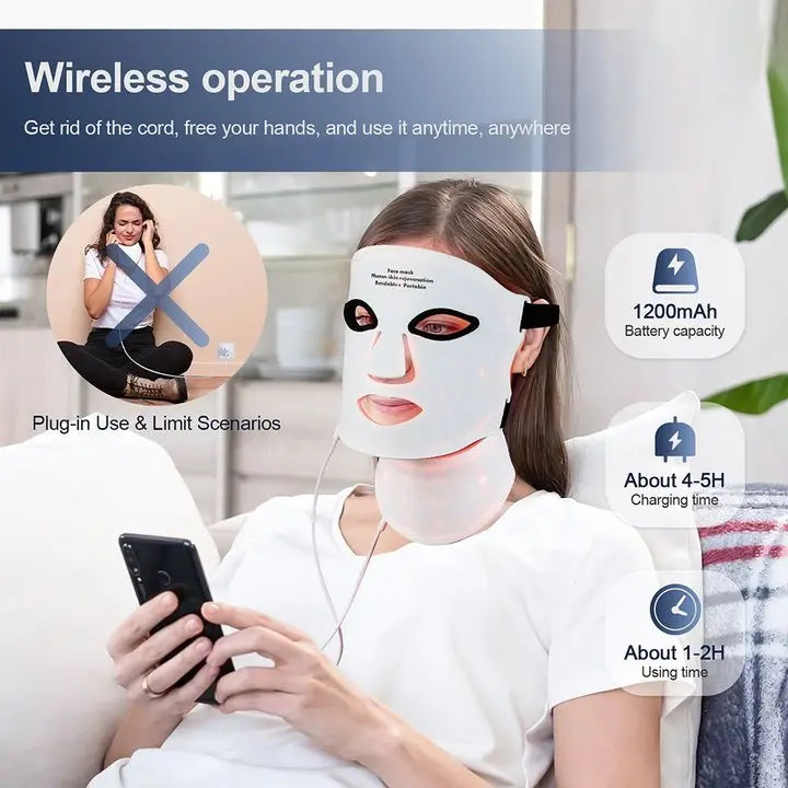 7 - Color LED Light Therapy Facial Mask - Anti - Aging & Skin ReJuvenation