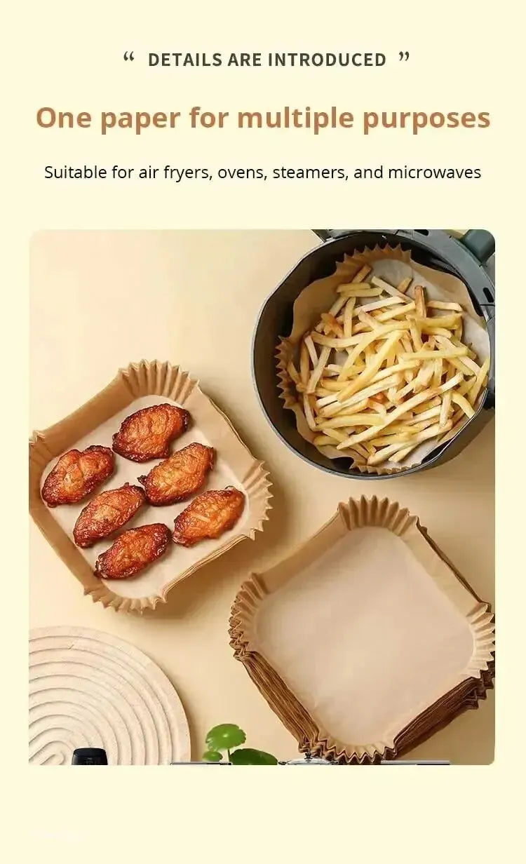 50Pcs Air Fryer Disposable Paper Liners