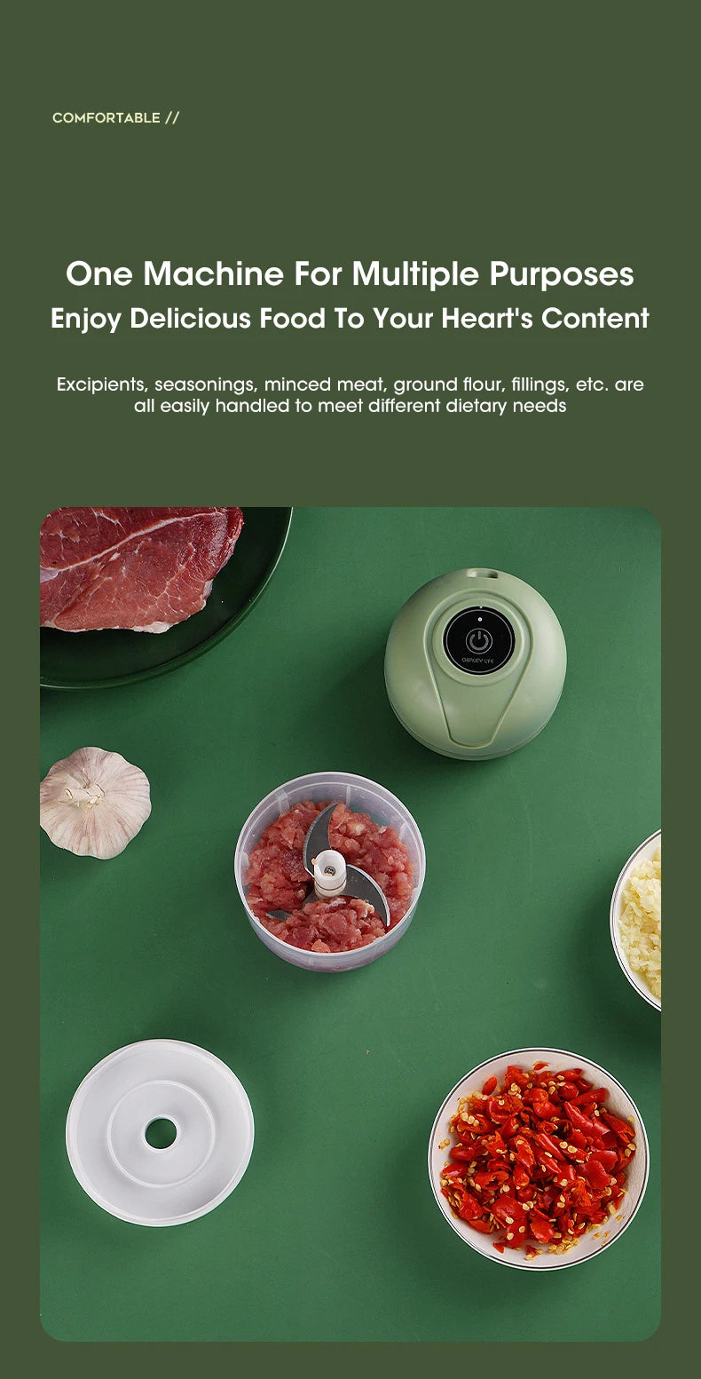 Mini Electric Food Processor – Chop Vegetables in Seconds