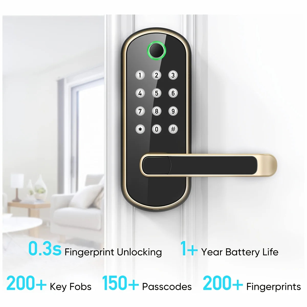 Smart Fingerprint Door Lock Keyless WIFI Security Lock with App Control