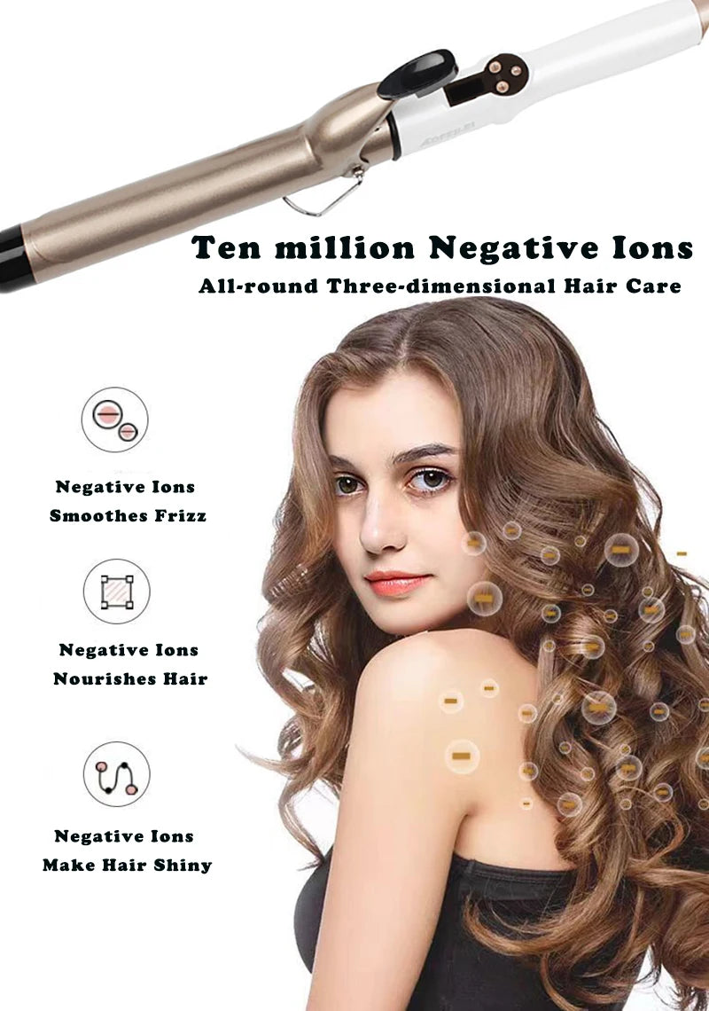 Professional Hair Curling Wand - Adjustable Temperature Curling Iron