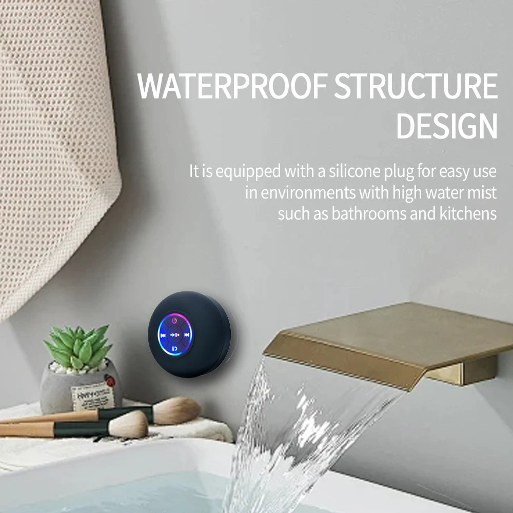 Waterproof Bluetooth Shower Speaker with LED Light