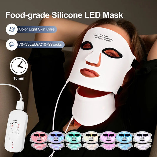 7 - Color LED Light Therapy Facial Mask - Anti - Aging & Skin ReJuvenation