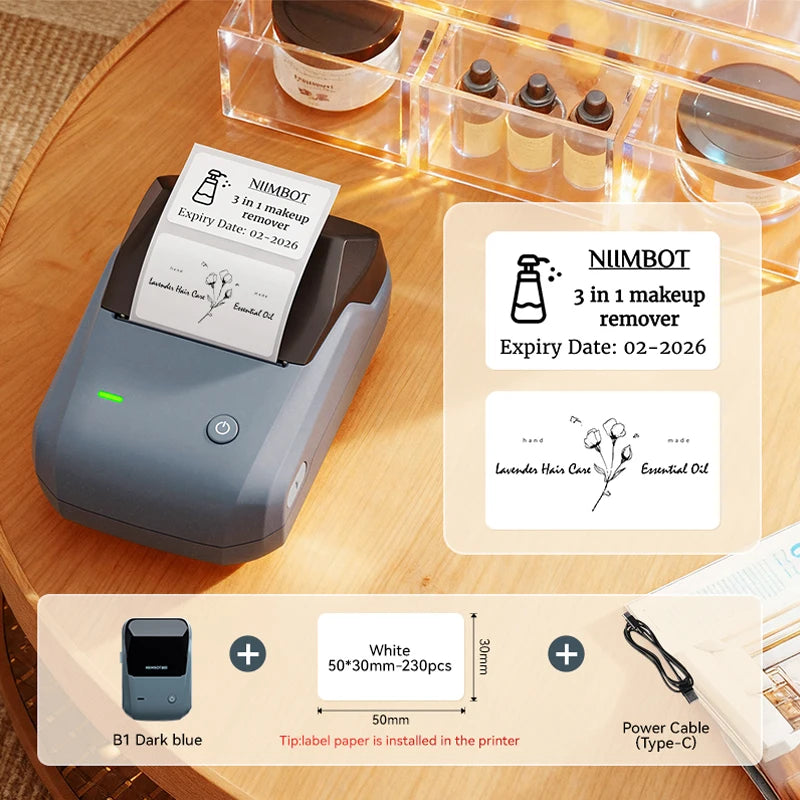 NIIMBOT B1 Portable Bluetooth Label Printer- Wireless Thermal Sticker Printer