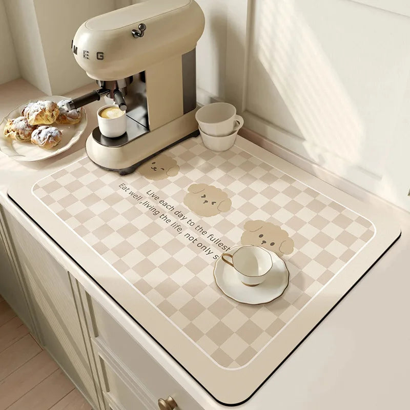 Quick Dry Kitchen Sink Mat Super Absorbent Dish Drying Pad