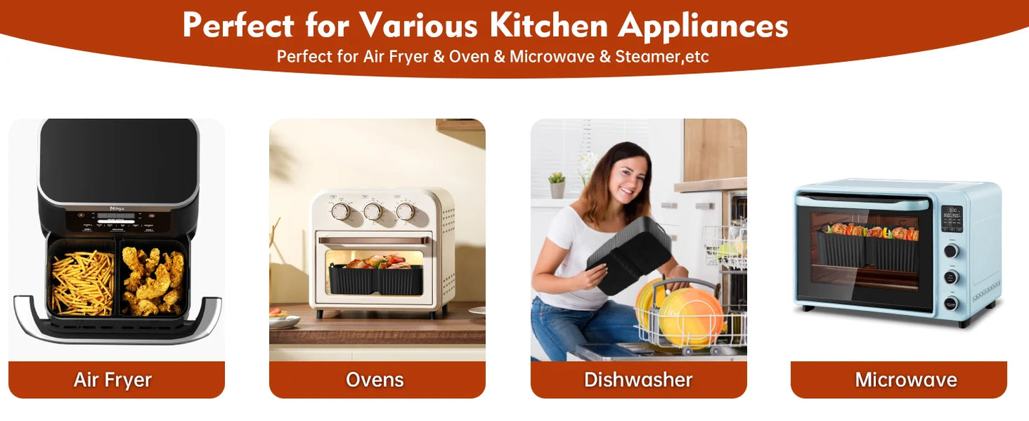 Reusable Silicone Air Fryer Liners - Non-Stick Basket Insert