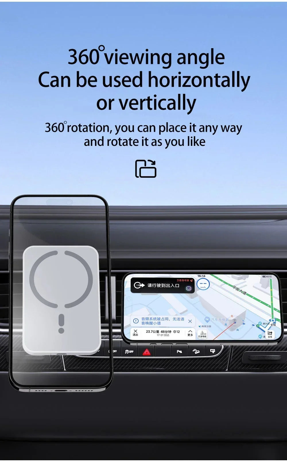 Magnetic Wireless Car Charger Air Vent Clip Phone Fast Charging Phone Mount