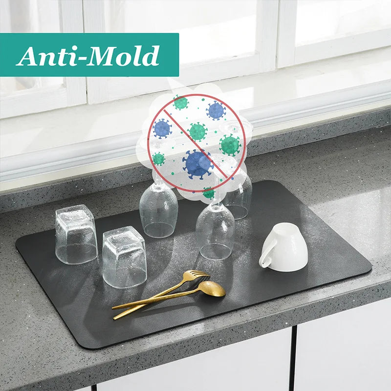 Quick Dry Kitchen Sink Mat Super Absorbent Dish Drying Pad