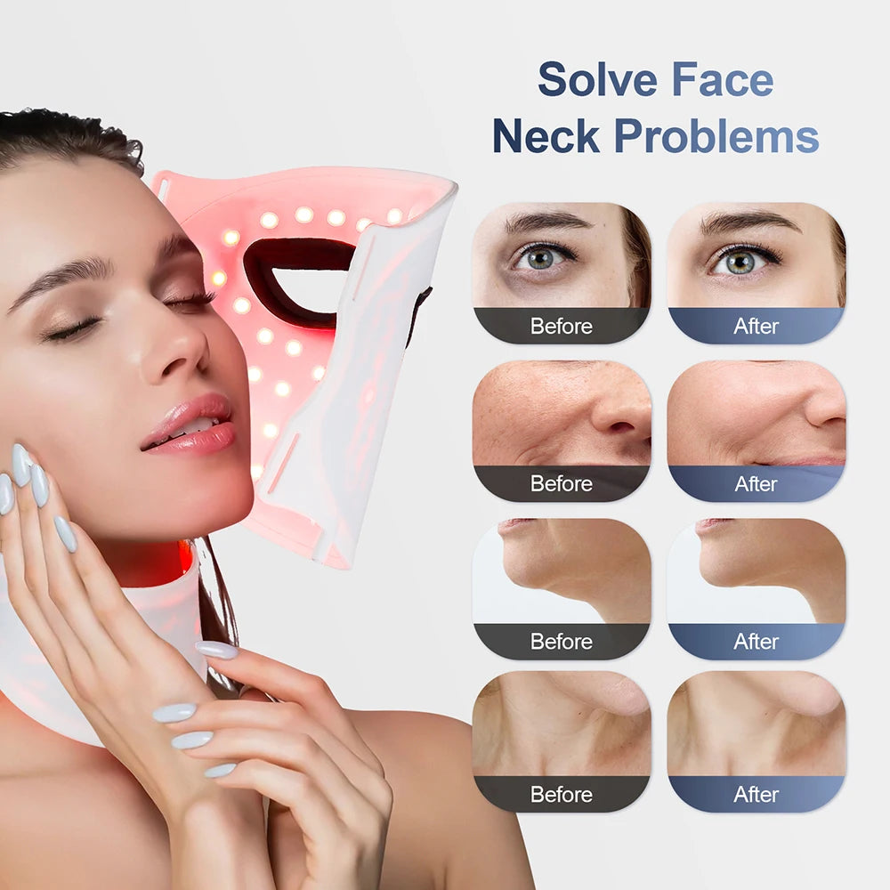 7 - Color LED Light Therapy Facial Mask - Anti - Aging & Skin ReJuvenation