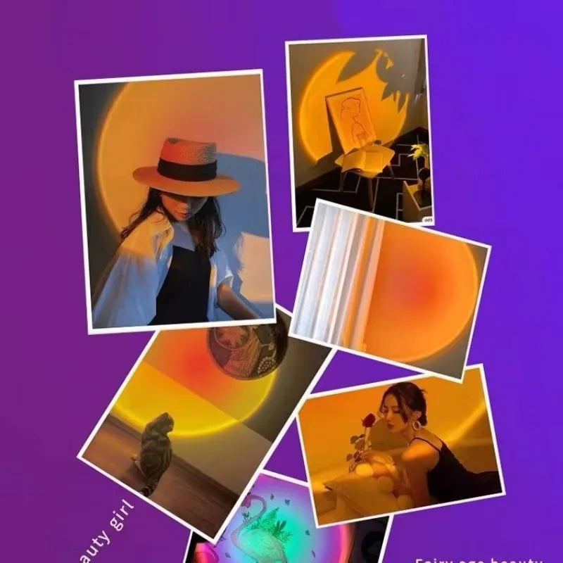 Viral Sunset Lamp - Rainbow LED Mood Light for Bedroom & Tik Tok Videos