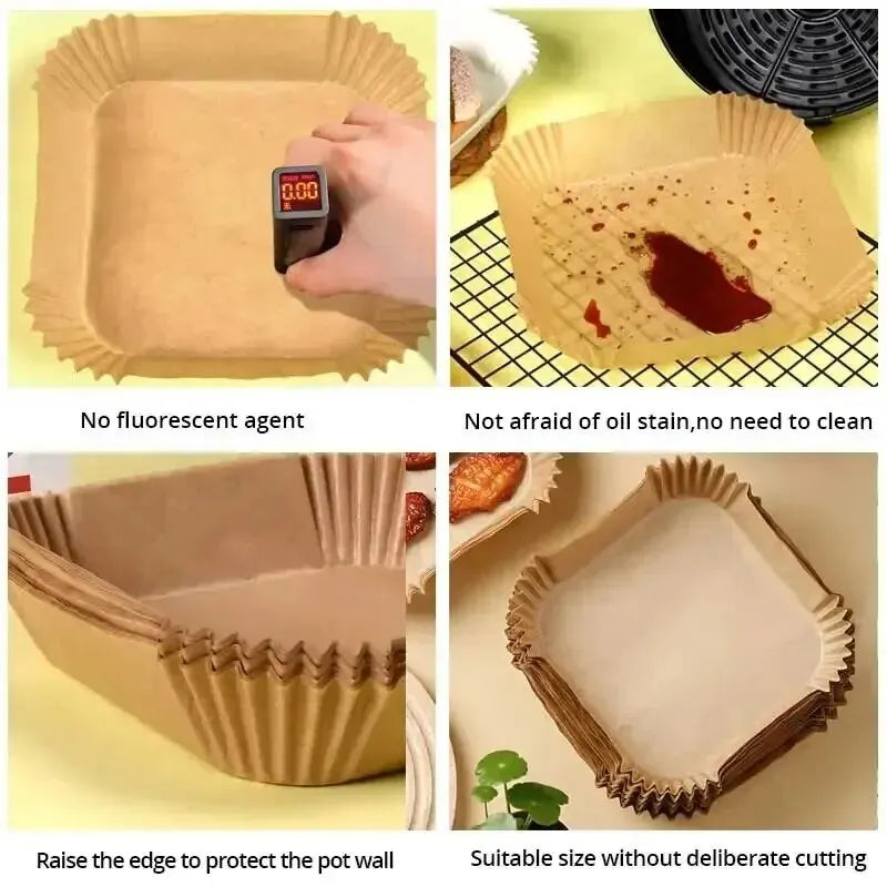 50Pcs Air Fryer Disposable Paper Liners